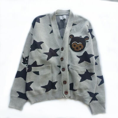 Winter Mens sweater cardigan 100 percent cotton jacquard thick warm casual fit wood button closure ideal for daily life winter wear