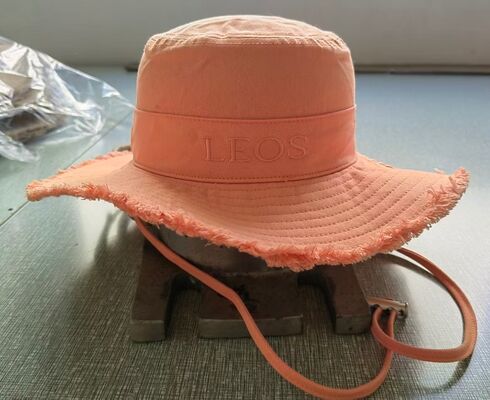 Mens Womens Casual Cotton Hat 280GSM Thick Twill Fabric Frayed Brim Adjustable Cord Stopper Embroidered Logo Circular Size