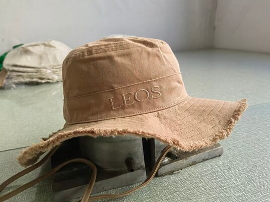 Mens Womens Casual Cotton Hat 280GSM Thick Twill Fabric Frayed Brim Adjustable Cord Stopper Embroidered Logo Circular Size