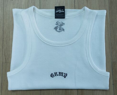 Mens tanktop solid color fitting design made of 65 polyester 35 cotton waffle fabric perfect for casual daily lifestyle
