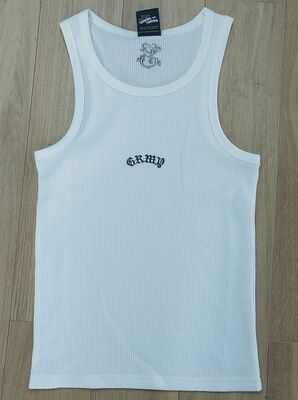 Mens tanktop solid color fitting design made of 65 polyester 35 cotton waffle fabric perfect for casual daily lifestyle