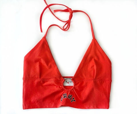 Womens top spring summer straptop featuring solid color design and embroidery logo technique available in various sizes