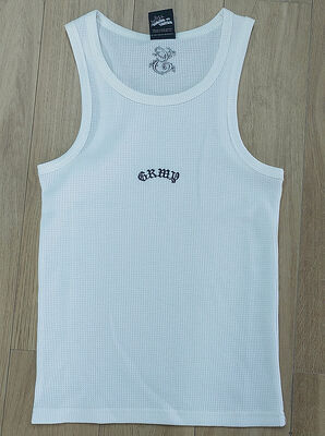 Mens tanktop solid color fitting design made of 65 polyester 35 cotton waffle fabric perfect for casual daily lifestyle