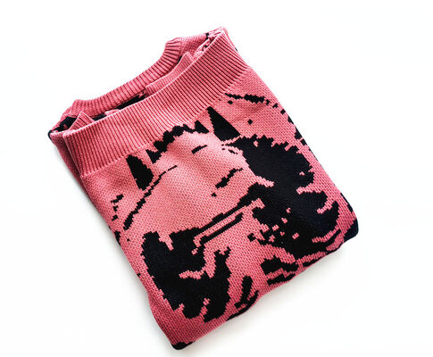 Mens Sweater 100 Percent Cotton Jacquard Pullover Thick Gauge 7GG Casual Fit Suitable For Winter And Daily Life