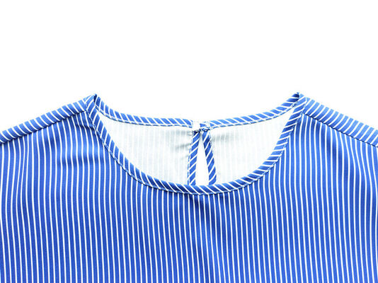 Womens top striped short sleeve polyester woven fabric spring summer mesh style fitting daily life wear xs to xxl sizes available