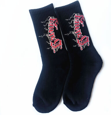 Thick terry cotton sports socks with jacquard yarn dyed pattern for mens and womens biking jogging and daily life activities