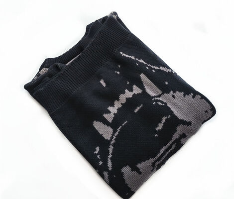 Mens Sweater Casual Fit Thick Cotton Pullover With Jacquard Wolf Pattern And Embroidery Sleeve For Daily Life