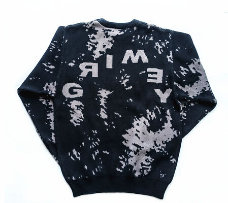 Mens Sweater Casual Fit Thick Cotton Pullover With Jacquard Wolf Pattern And Embroidery Sleeve For Daily Life