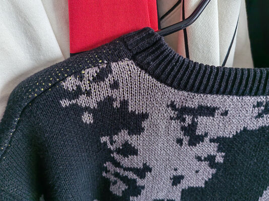 Mens Sweater Casual Fit Thick Cotton Pullover With Jacquard Wolf Pattern And Embroidery Sleeve For Daily Life