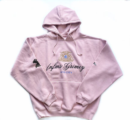 Mens streetwear sweatshirt hoodie heavy knitted fleece pullover with embroidered front and sleeve casual style perfect for winter