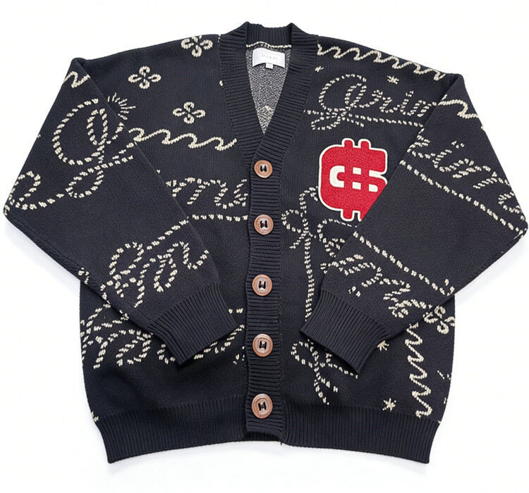 Heavy jacquard cotton cardigan 7GG 100 percent cotton comfortable breathable casual wear for everyday