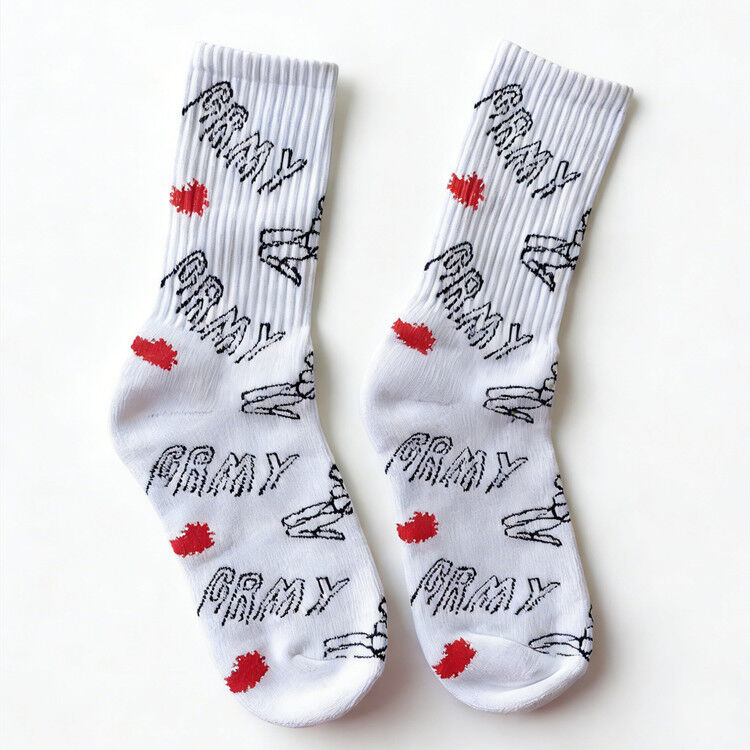 Cotton Spandex Sports Socks with jacquard pattern terry inside thick material ideal for mens and womens sports and daily