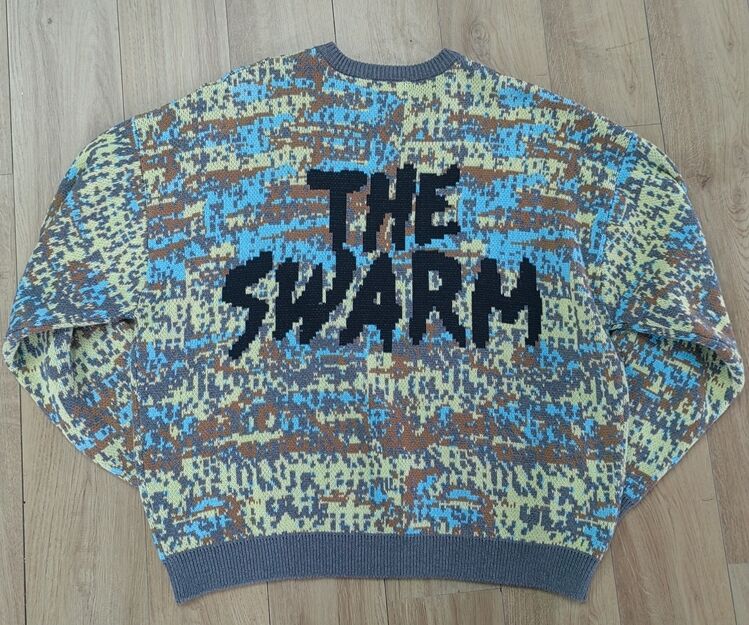 Mens Sweater Jacquard Pattern Pullover Style Thick 7GG Gauge Cotton Multicolor Casual Fit Suitable for Daily Life