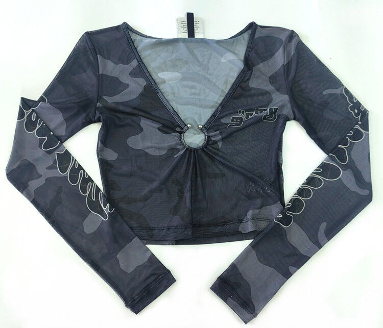 Womens top mesh long sleeve tee allover printed sublimation print 100 polyester fabric fitting style for spring summer