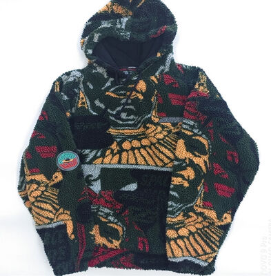 Mens sweatshirt jacquard sherpa fleece polyester kangaroo pocket warm casual wear perfect for outdoor activities and daily