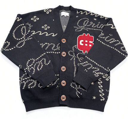 Heavy jacquard cotton cardigan 7GG 100 percent cotton comfortable breathable casual wear for everyday